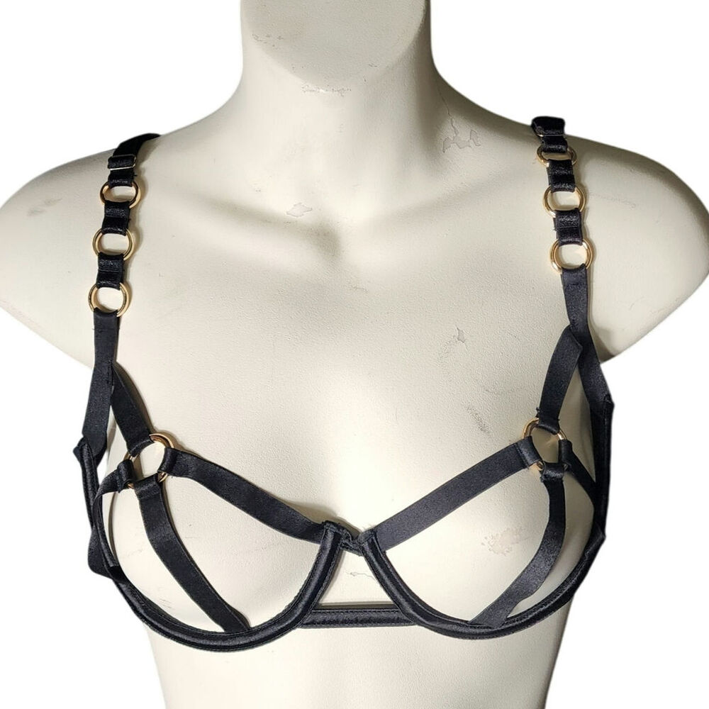 Victoria's Secret Very Sexy Strappy Cage Bondage Look L Balconette Unlined Bra